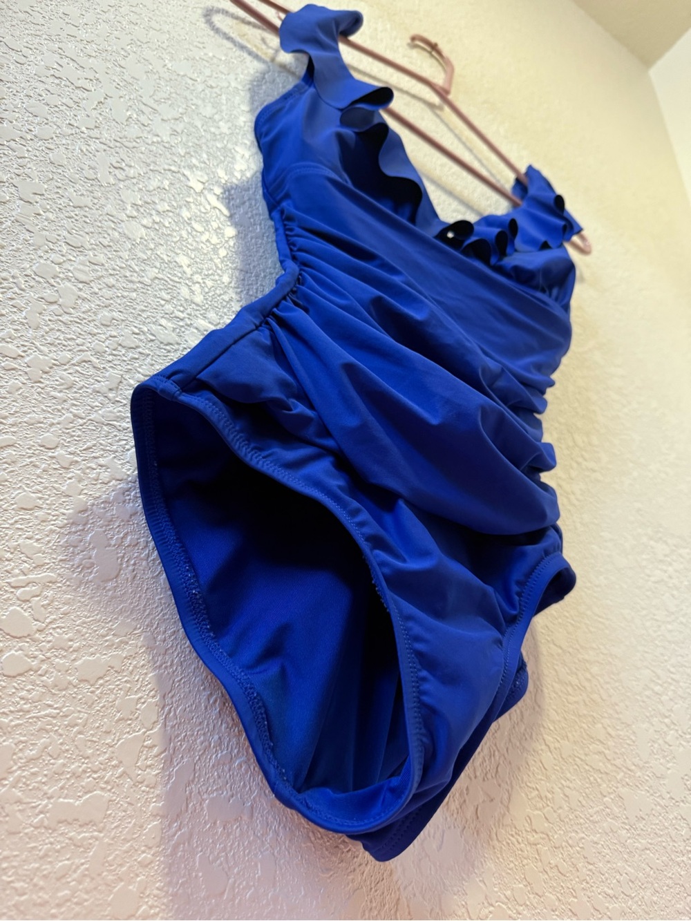 DKNY Royal Blue One Piece Swimsuit XS Ruffle Ruched Like New - Picture 3 of 9